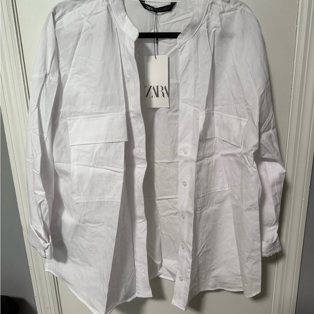 Zara Crisp White Button Down Shirt
